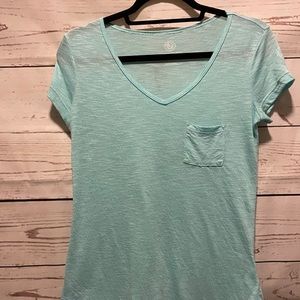 So Perfect V-Neck Sheer Teal T